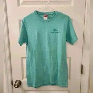 Simply Southern Shirt Womens Small Blue Beach Barefoot & Happy Ocean Chair Tee